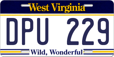 WV license plate DPU229