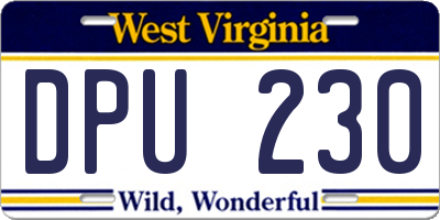 WV license plate DPU230