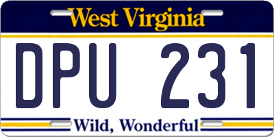 WV license plate DPU231