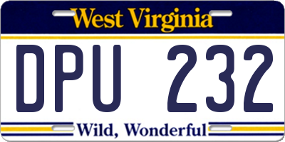 WV license plate DPU232
