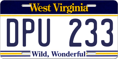 WV license plate DPU233