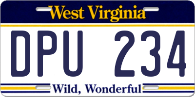 WV license plate DPU234