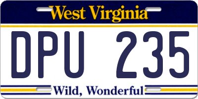 WV license plate DPU235