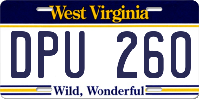 WV license plate DPU260