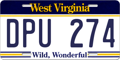 WV license plate DPU274