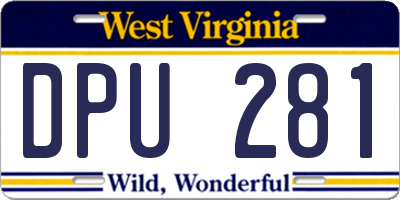 WV license plate DPU281