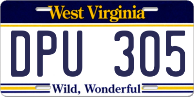 WV license plate DPU305