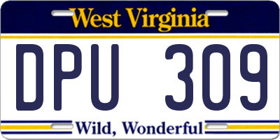 WV license plate DPU309