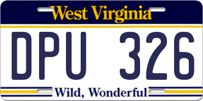 WV license plate DPU326