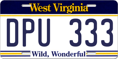 WV license plate DPU333