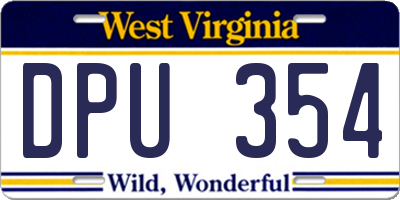 WV license plate DPU354