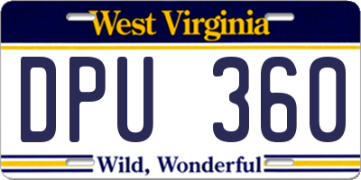 WV license plate DPU360