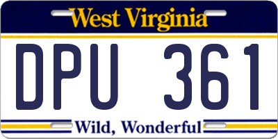 WV license plate DPU361