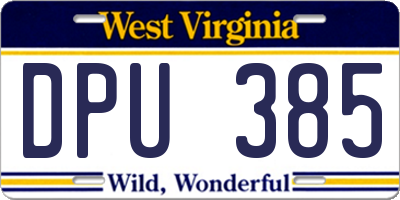 WV license plate DPU385