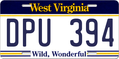 WV license plate DPU394
