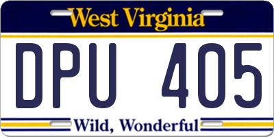 WV license plate DPU405