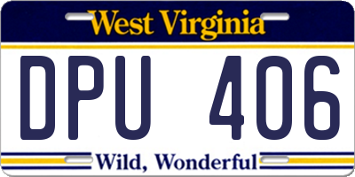WV license plate DPU406
