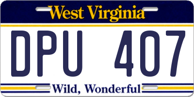 WV license plate DPU407