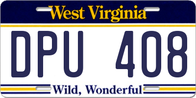 WV license plate DPU408