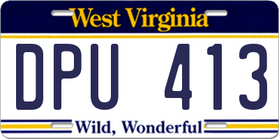 WV license plate DPU413