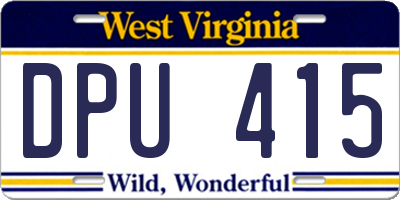 WV license plate DPU415
