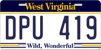 WV license plate DPU419