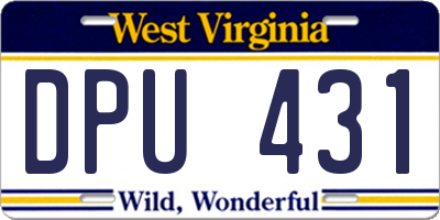 WV license plate DPU431