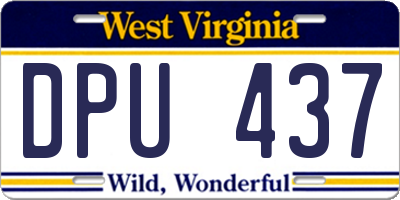 WV license plate DPU437