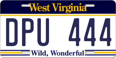 WV license plate DPU444