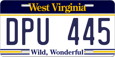 WV license plate DPU445