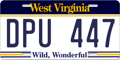 WV license plate DPU447