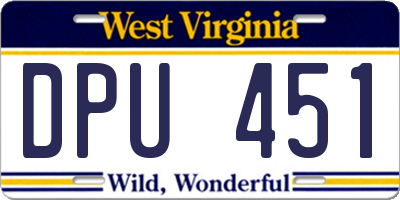 WV license plate DPU451
