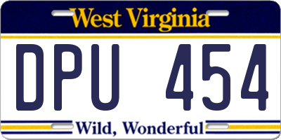 WV license plate DPU454