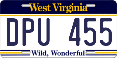 WV license plate DPU455