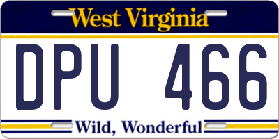 WV license plate DPU466