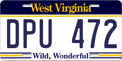 WV license plate DPU472