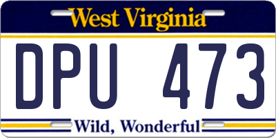 WV license plate DPU473