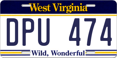 WV license plate DPU474