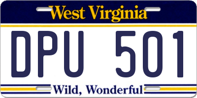 WV license plate DPU501