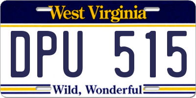 WV license plate DPU515