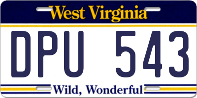 WV license plate DPU543