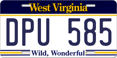 WV license plate DPU585