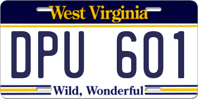 WV license plate DPU601
