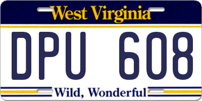 WV license plate DPU608