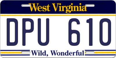 WV license plate DPU610