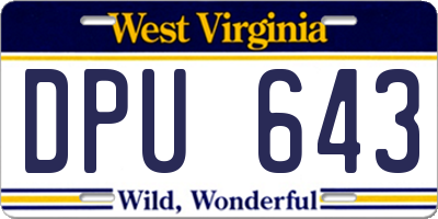 WV license plate DPU643
