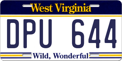 WV license plate DPU644