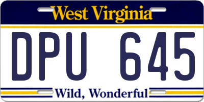 WV license plate DPU645