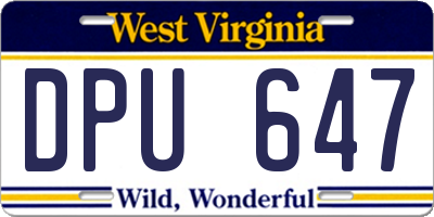 WV license plate DPU647