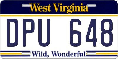 WV license plate DPU648